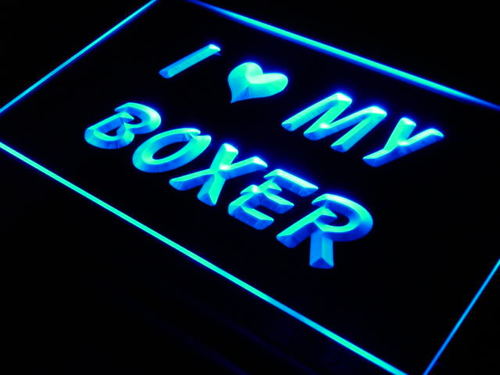 I Love Boxer Dog Pet Shop Lure Neon Light Sign